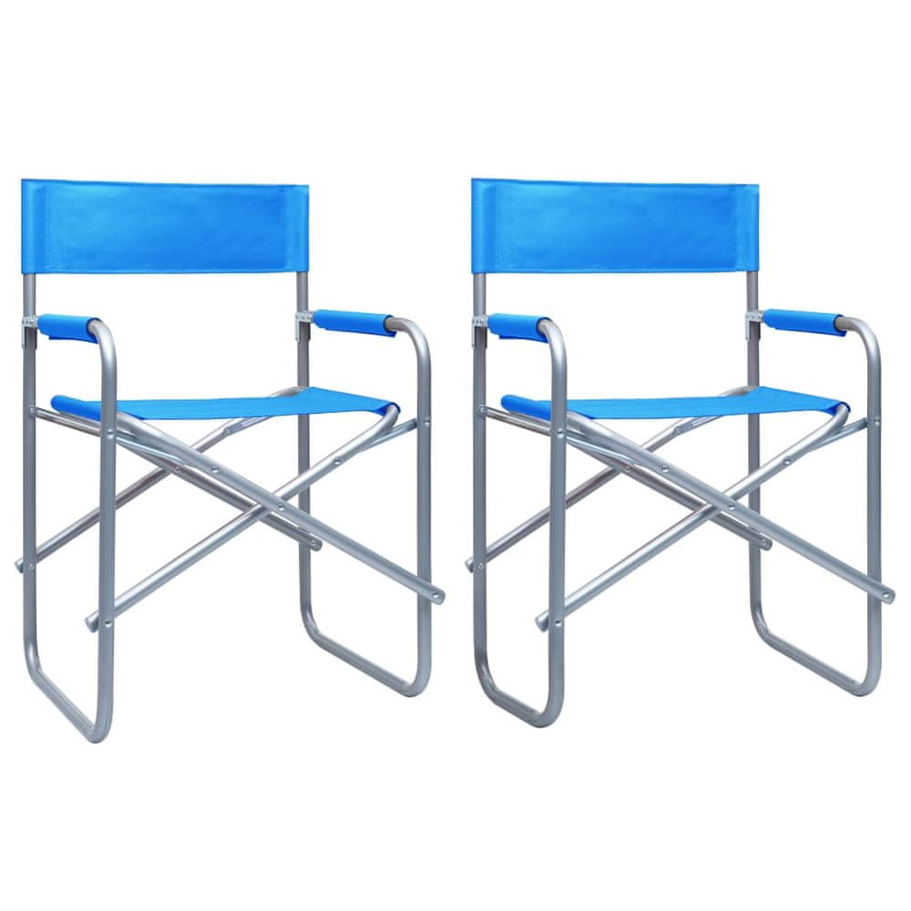Vidaxl Režisérske stoličky 2 ks, oceľ, modré